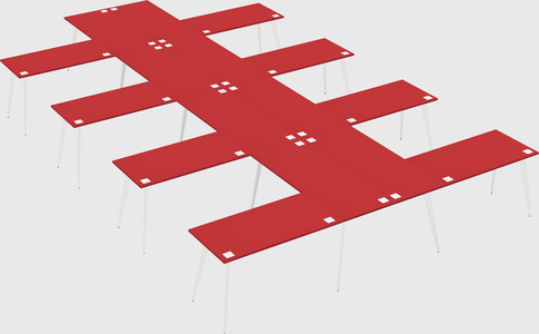 Shared l-shaped office desk system