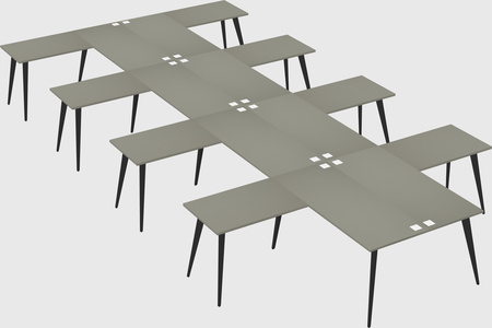 Shared l-shaped office desk system
