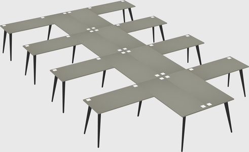 Shared l-shaped office desk system
