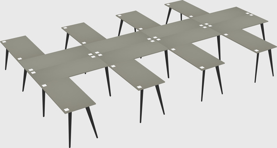 Shared l-shaped office desk system