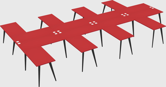 Shared l-shaped office desk system