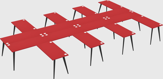 Shared l-shaped office desk system