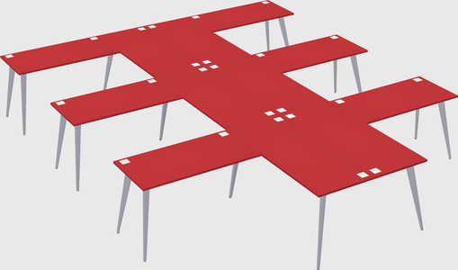 Shared l-shaped office desk system