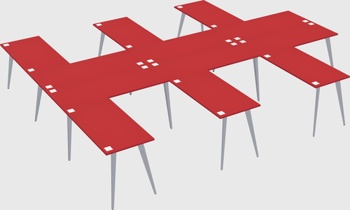 Shared l-shaped office desk system