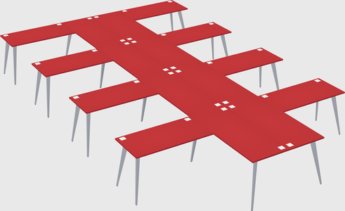 Shared l-shaped office desk system