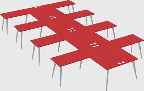 Shared l-shaped office desk system