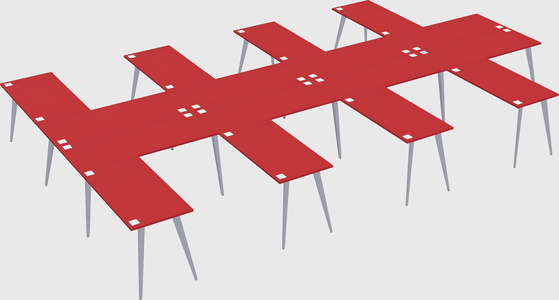 Shared l-shaped office desk system