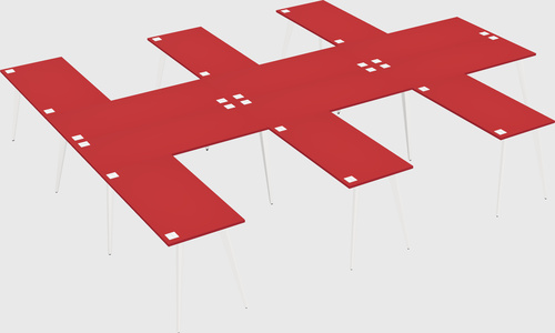 Shared l-shaped office desk system