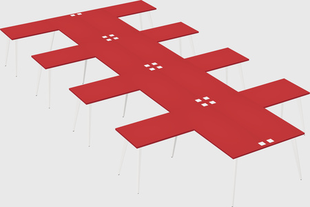 Shared l-shaped office desk system