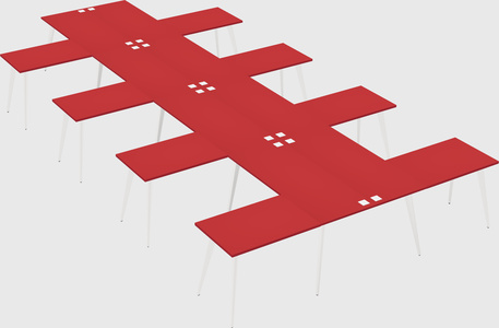 Shared l-shaped office desk system