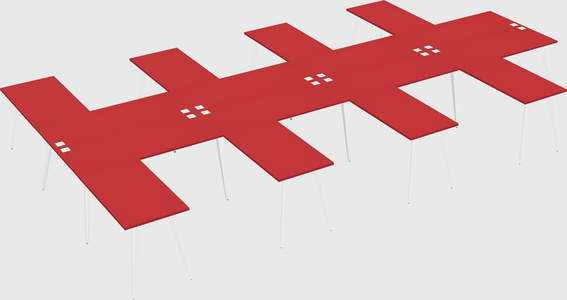 Shared l-shaped office desk system