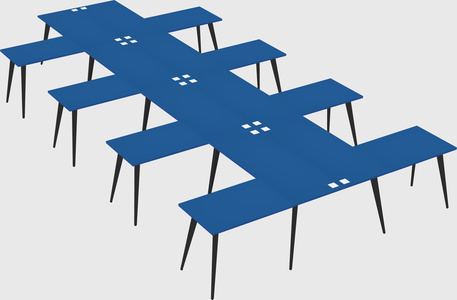 Shared l-shaped office desk system
