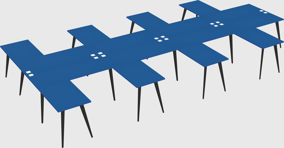 Shared l-shaped office desk system