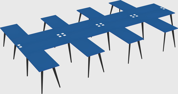 Shared l-shaped office desk system