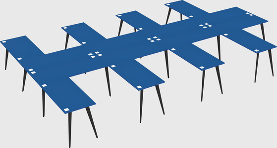 Shared l-shaped office desk system