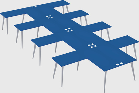 Shared l-shaped office desk system