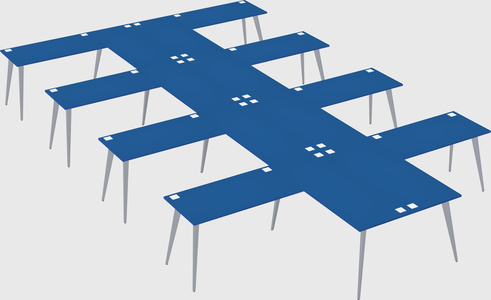 Shared l-shaped office desk system