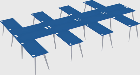 Shared l-shaped office desk system