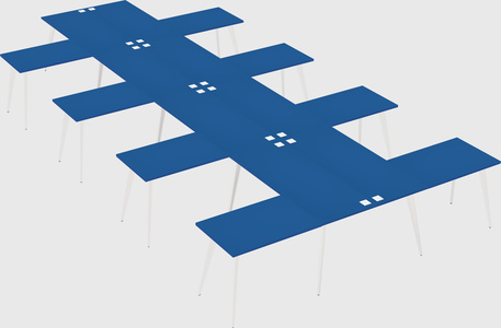 Shared l-shaped office desk system