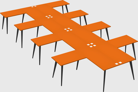 Shared l-shaped office desk system