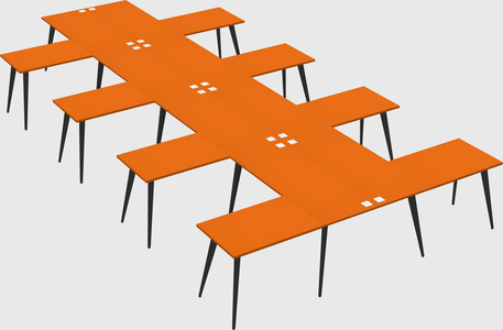 Shared l-shaped office desk system