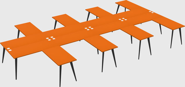 Shared l-shaped office desk system
