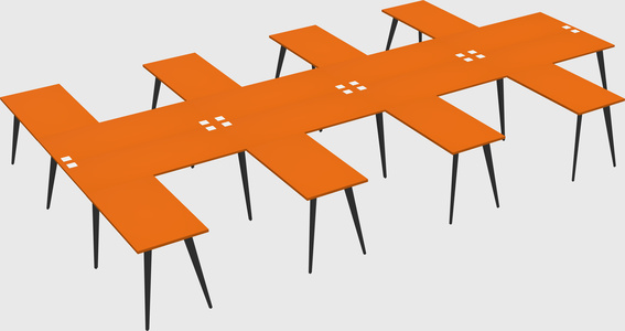 Shared l-shaped office desk system