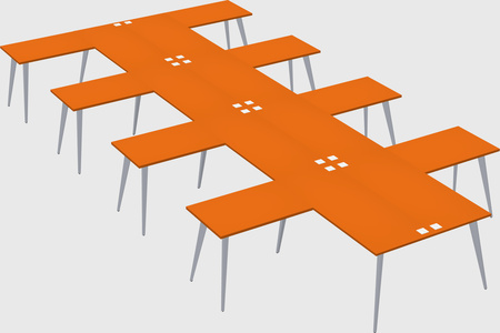 Shared l-shaped office desk system