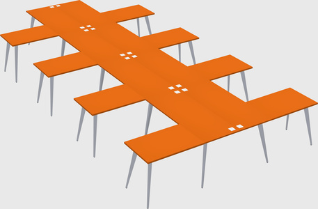 Shared l-shaped office desk system