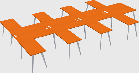 Shared l-shaped office desk system