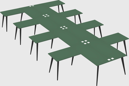 Shared l-shaped office desk system