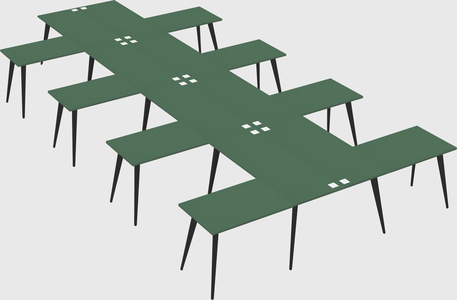 Shared l-shaped office desk system