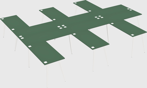 Shared l-shaped office desk system