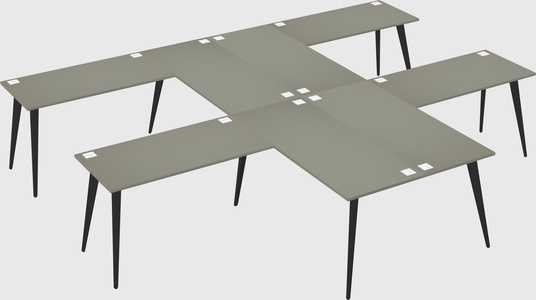 Shared l-shaped office desk system