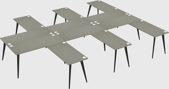 Shared l-shaped office desk system