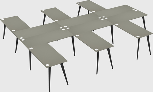Shared l-shaped office desk system