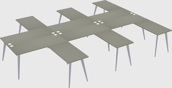 Shared l-shaped office desk system