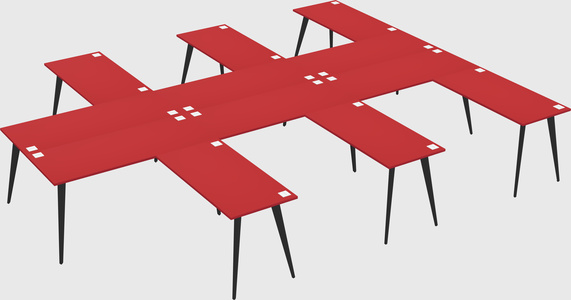 Shared l-shaped office desk system