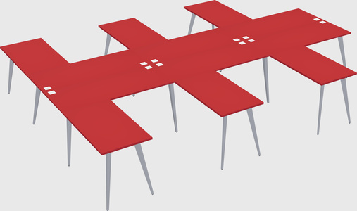 Shared l-shaped office desk system