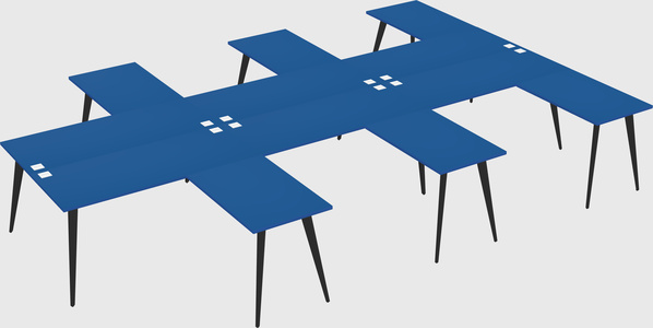 Shared l-shaped office desk system