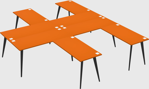 Shared l-shaped office desk system