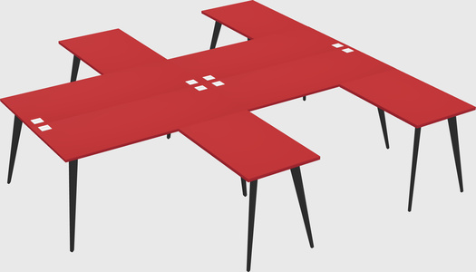 Shared l-shaped office desk system