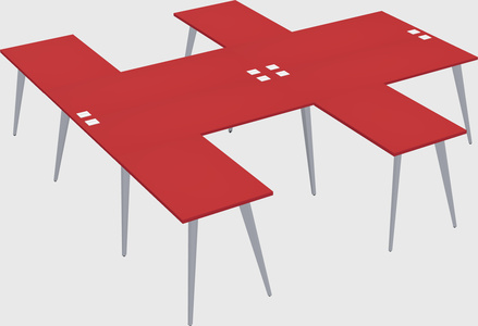 Shared l-shaped office desk system