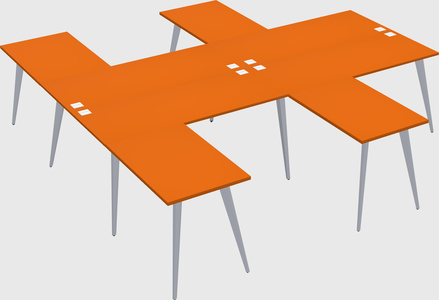 Shared l-shaped office desk system