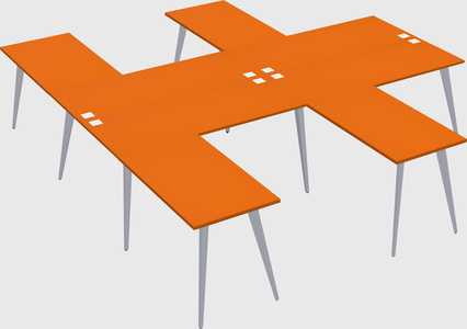 Shared l-shaped office desk system
