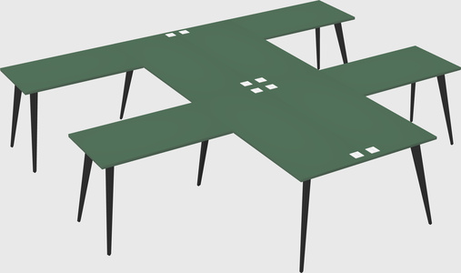 Shared l-shaped office desk system
