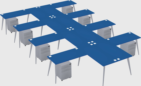 Shared l-shaped office desk system