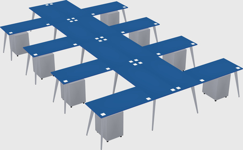 Shared l-shaped office desk system