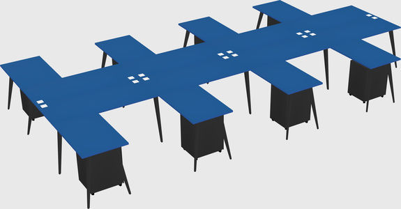 Shared l-shaped office desk system