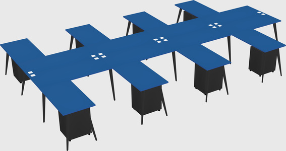 Shared l-shaped office desk system